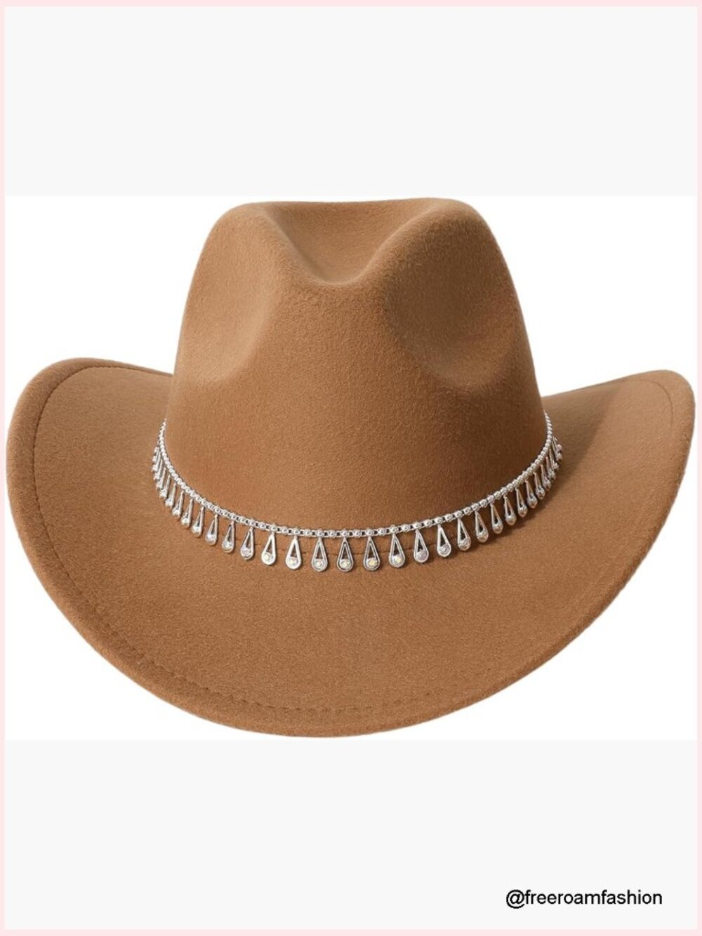 Wide Brim Rhinestone Cowboy Hat Cowgirl Fedora Rodeo Western Women's Hat